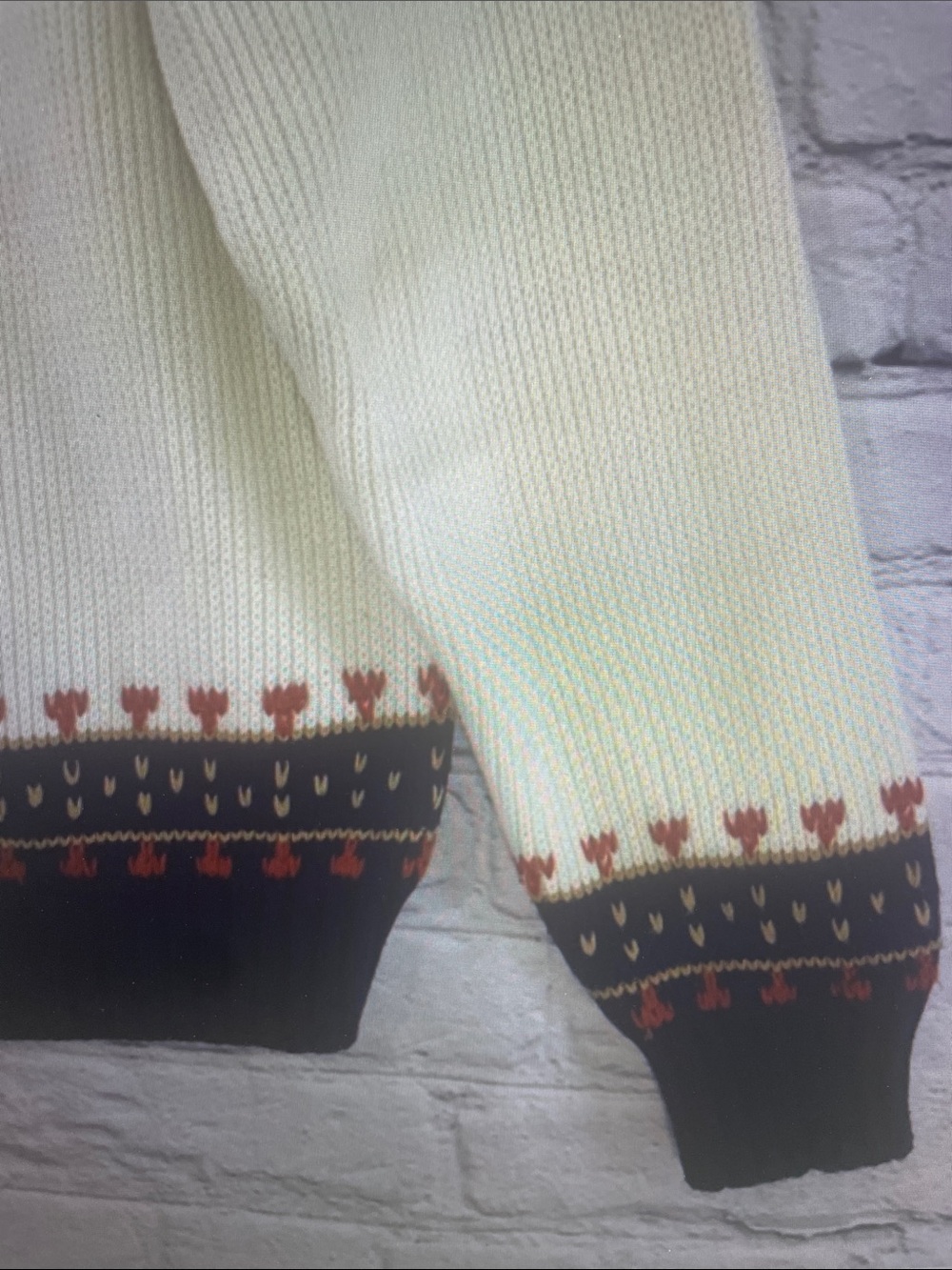 Men's Colorblock Fair Isle Sweater - Cream, Black & Gold - Picture 6 of 7